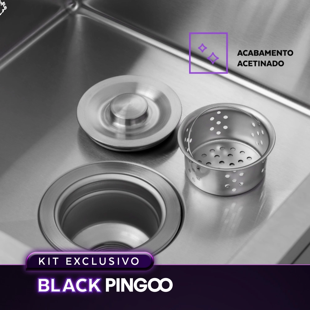 Kit Cuba Gourmet Terena e Torneira Misturador Monocomando Extensível Apurema Pingoo.casa - Prata