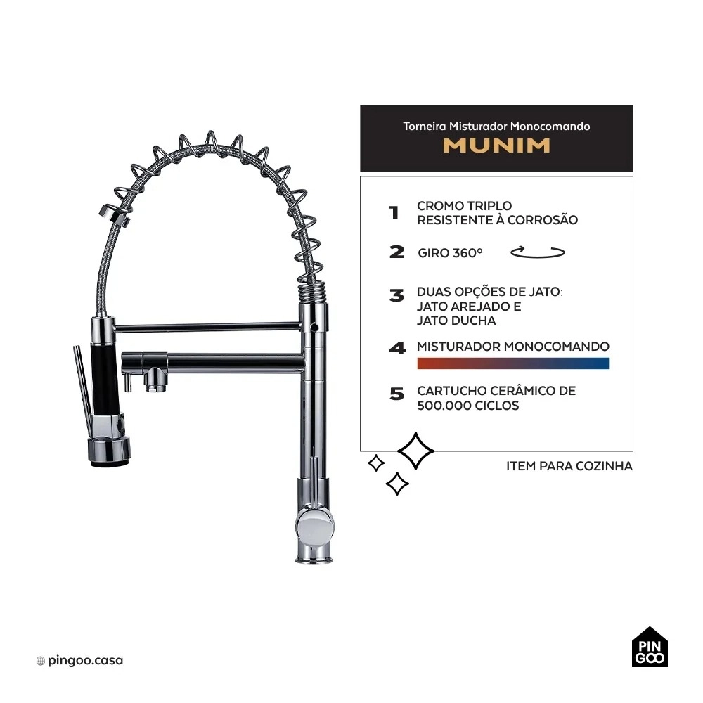 Kit Cuba Para Cozinha e Tábua de Apoio Nawa + Misturador Munim Prata