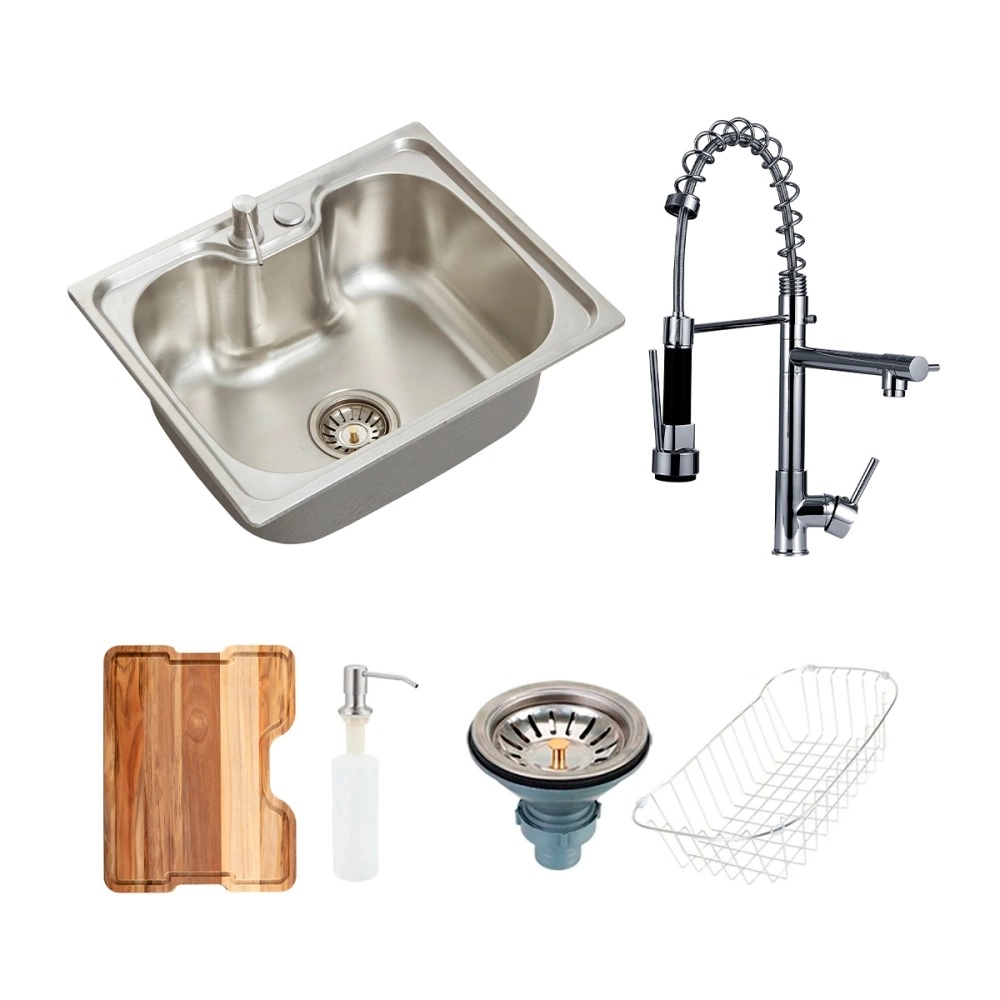 Kit Cuba Para Cozinha e Tábua de Apoio Nawa + Misturador Munim Prata