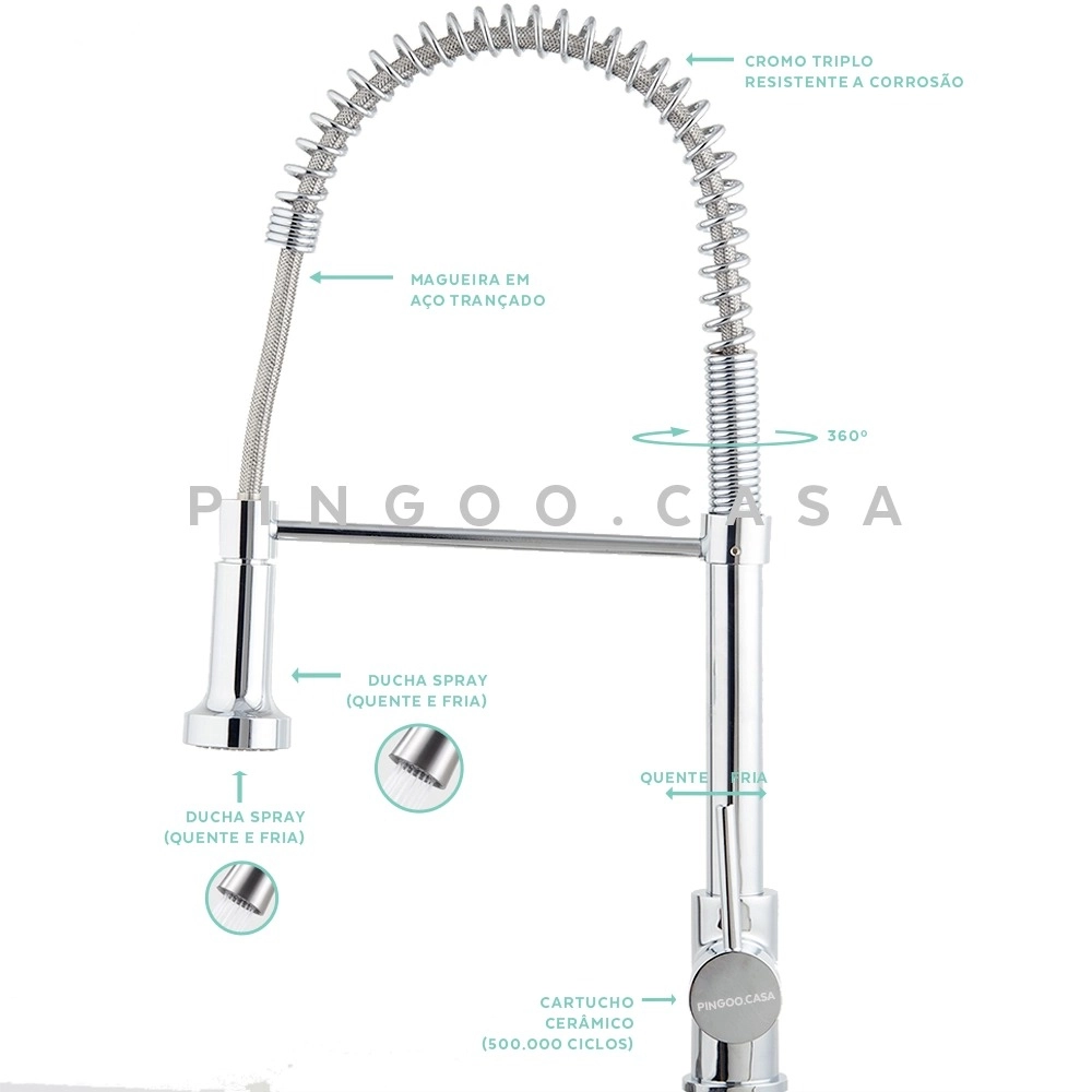Kit Cuba Para Cozinha Em Aço Inox Com Acessórios Carajás Torneira Monocomando Envira Pingoo.casa