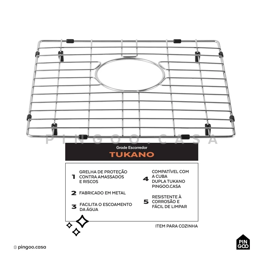 Kit Cuba Para Cozinha Gourmet e Grade de Proteção Tukano