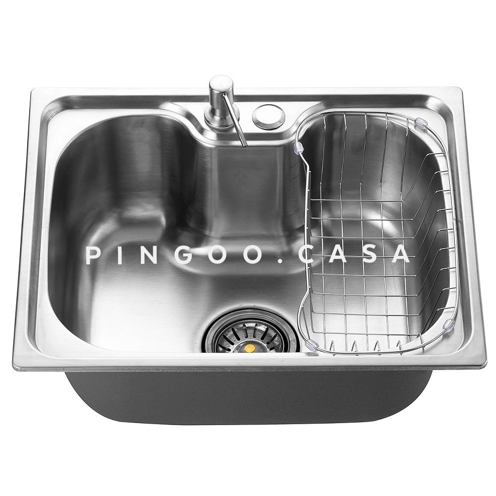 Kit Cuba para Cozinha Gourmet Pia Aço Inox com Acessórios e Lixeira Nawa 50 cm Prata