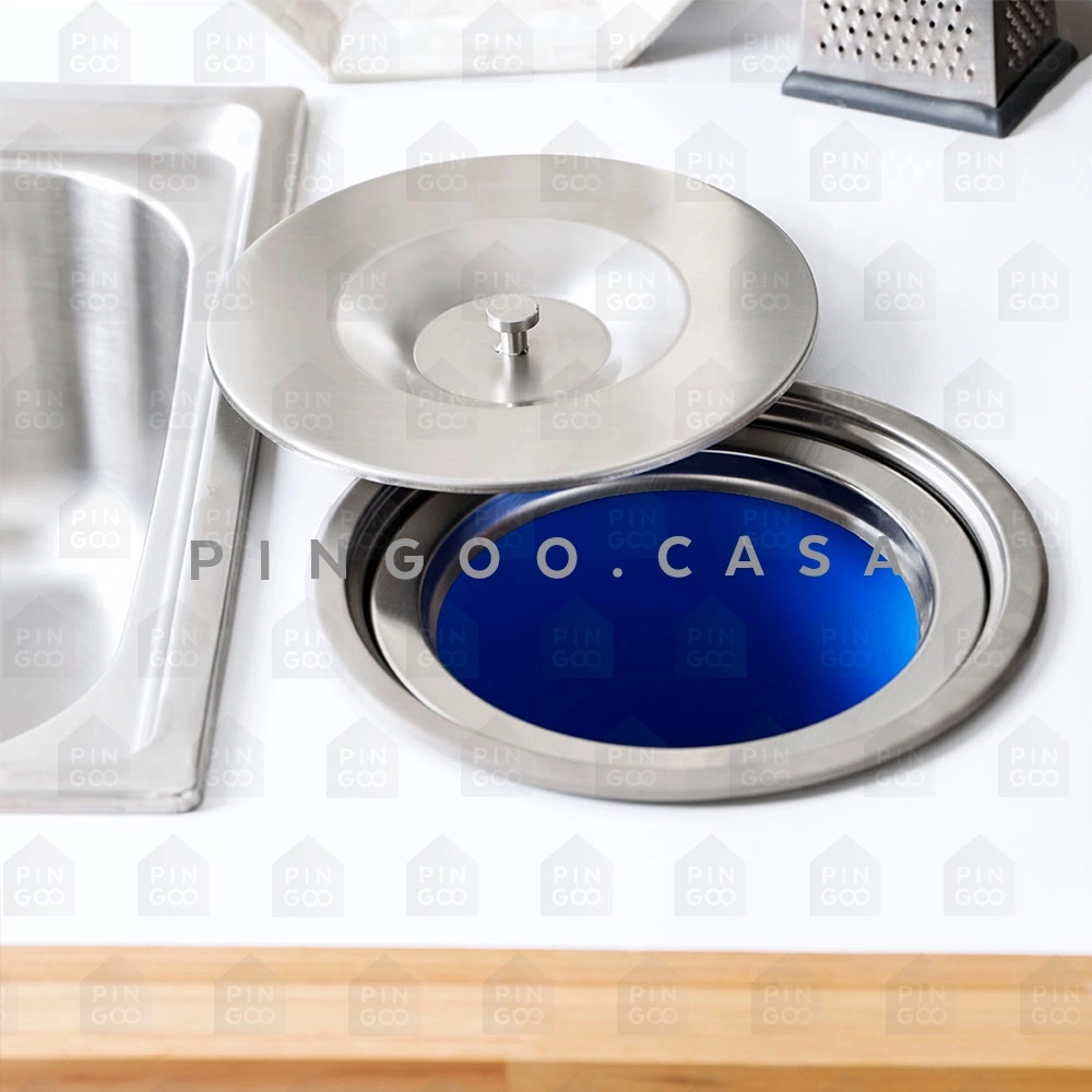 Kit Cuba para Cozinha Gourmet Pia Aço Inox com Acessórios e Lixeira Nawa 50 cm Prata