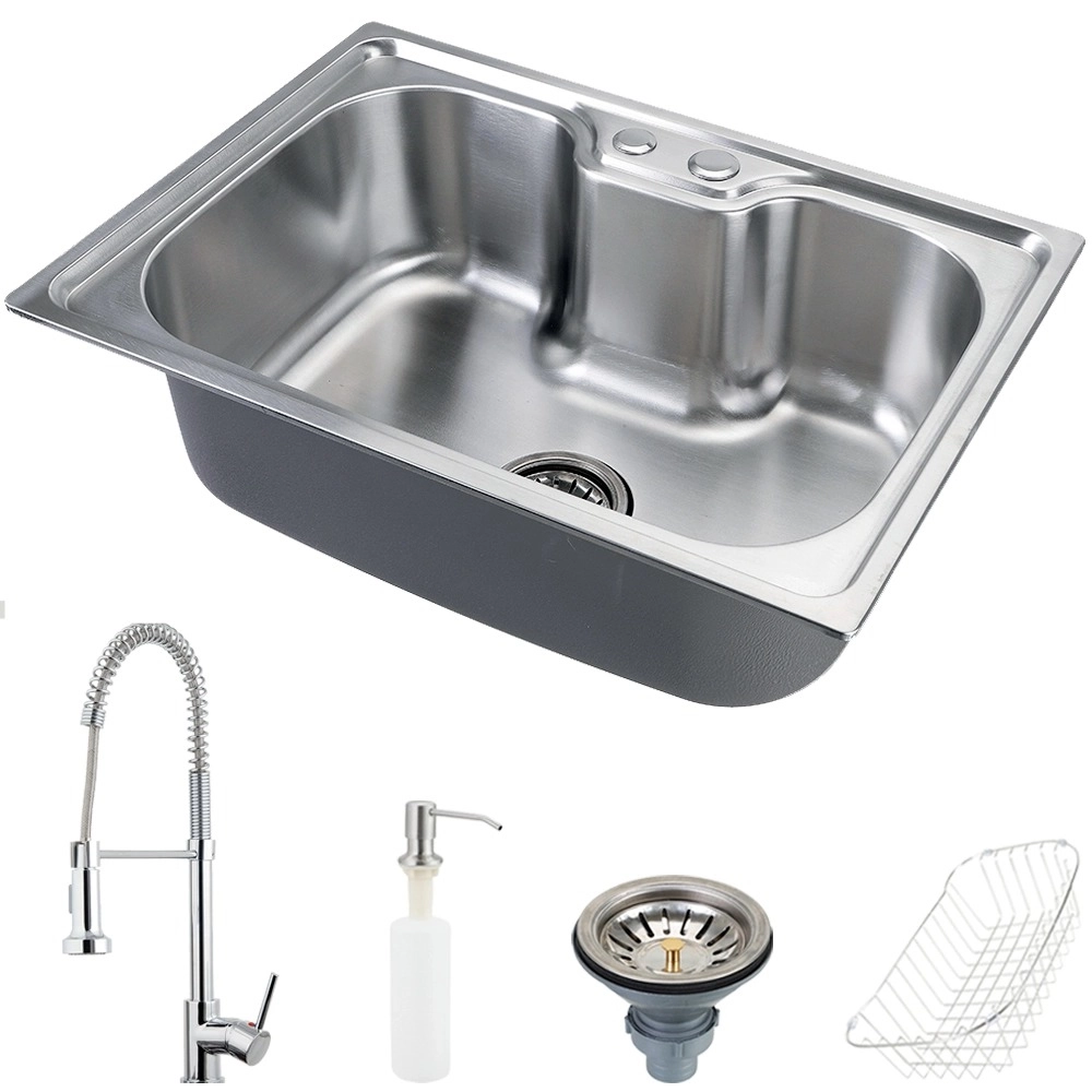 Kit Cuba para Cozinha Gourmet Pia Aço Inox com Acessórios Nawa 50 cm e Torneira Gourmet Envira Prata