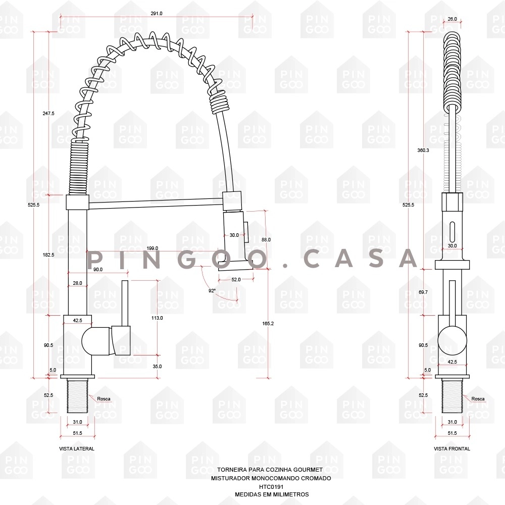Kit Cuba para Cozinha Gourmet Pia Aço Inox com Acessórios Nawa 50 cm e Torneira Gourmet Envira Prata