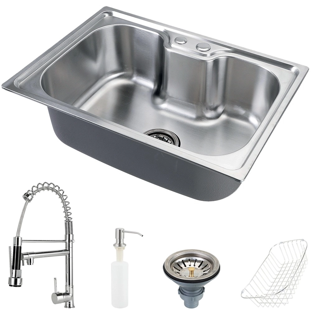 Kit Cuba para Cozinha Gourmet Pia Aço Inox com Acessórios Nawa 50 cm e Torneira Gourmet Munim Prata
