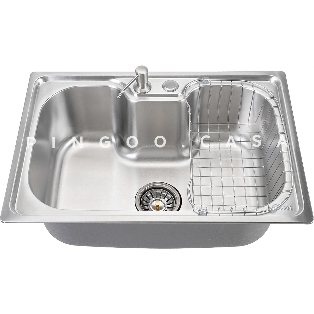 Kit Cuba para Cozinha Gourmet Pia Aço Inox com Acessórios Tábua de Corte e Lixeira Nawa 50 cm e Torneira Gourmet Munim Prata