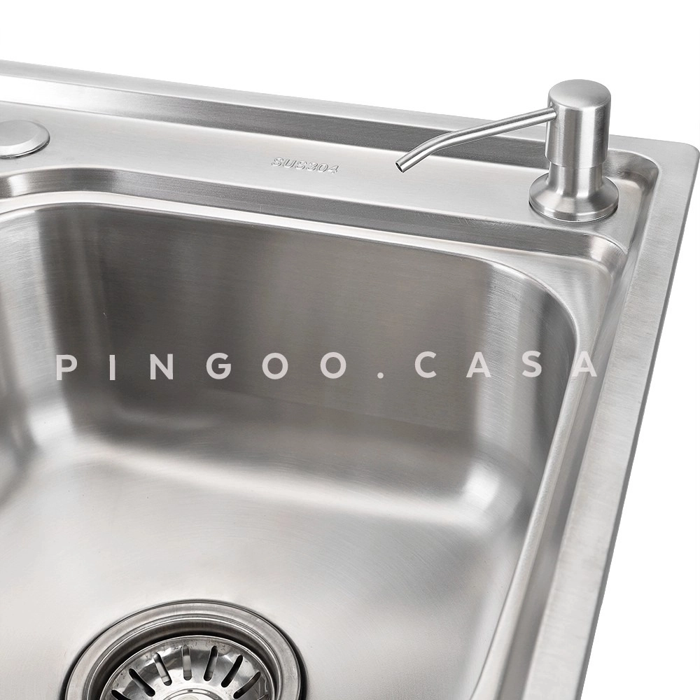 Kit Cuba para Cozinha Pia Dupla com Acessórios e Lixeira Ticunas e Torneira Monocomando Gourmet Munim Prata