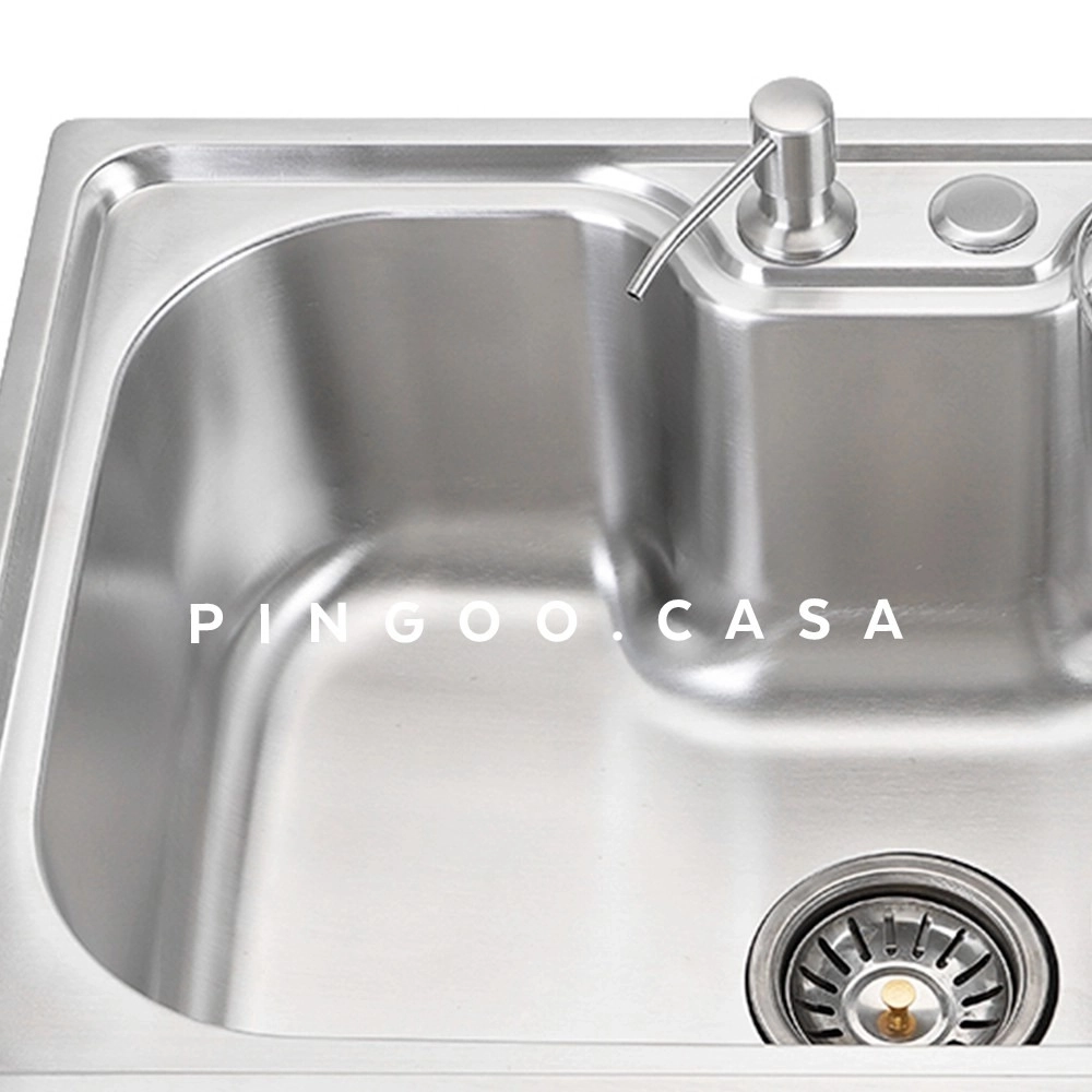 Kit Cuba para Cozinha Pia Inox Com Acessórios e Tábua Carajás e Torneira Gourmet Monocomando Munim - Prata e Preto