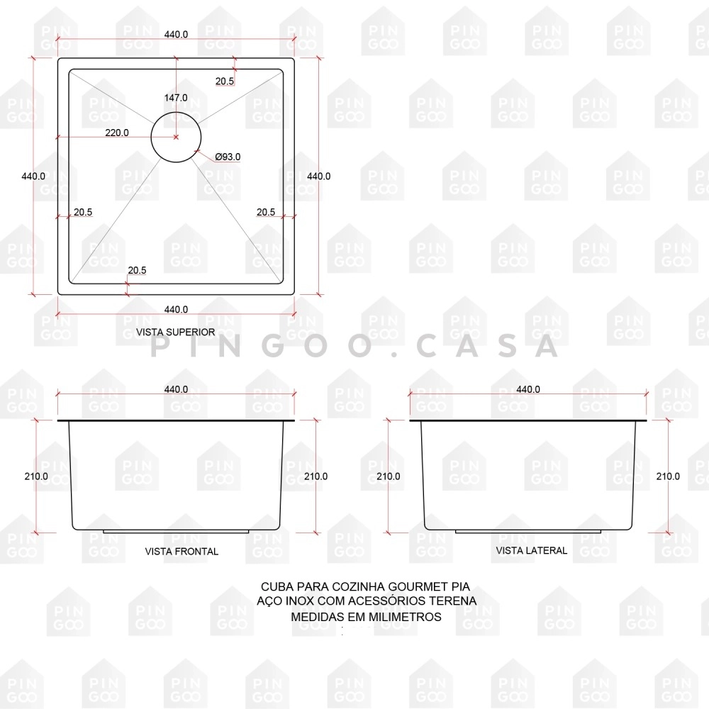Kit Cuba para Cozinha Terena 44 cm e Torneira Misturador Monocomando em Aço Inox Iriri - Prata