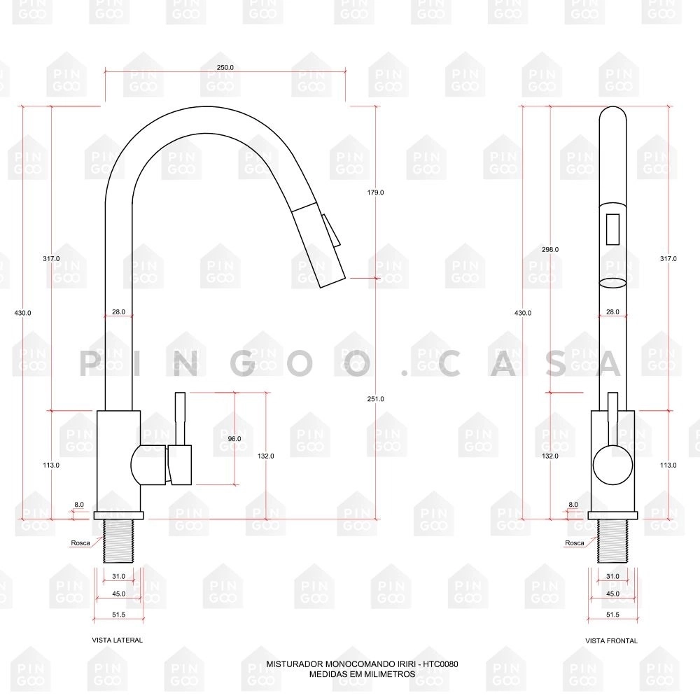 Kit Cuba para Cozinha Terena 44 cm e Torneira Misturador Monocomando em Aço Inox Iriri - Prata