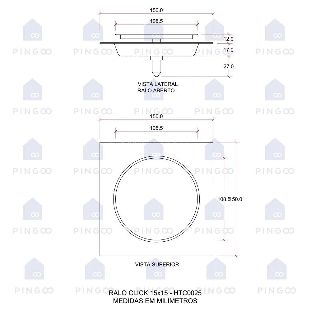 Kit Ralo Click up 10cm e 15cm Prata