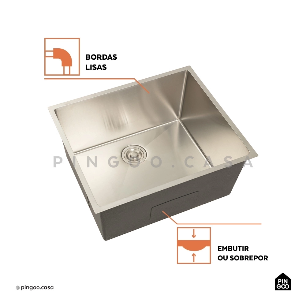 Kit Tanque Aço Inox 304 e Tábua de Apoio Pacajás Prata