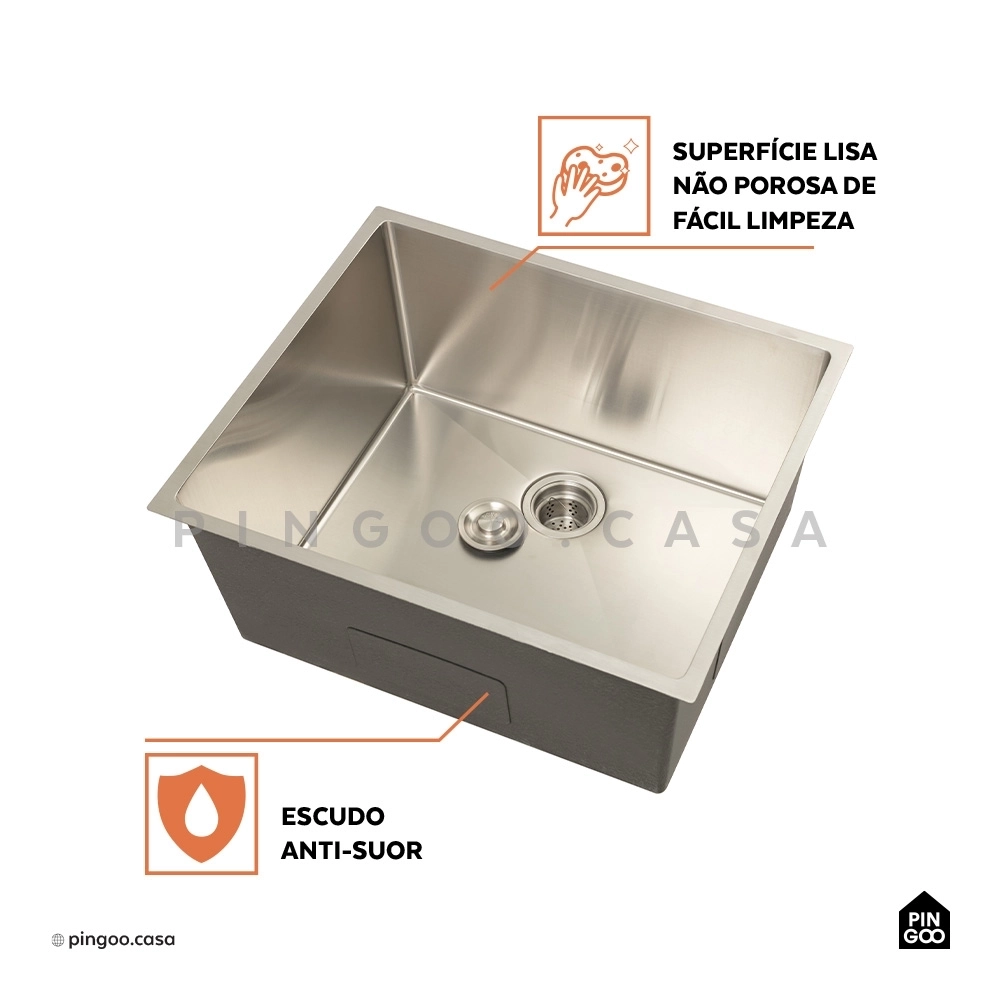 Kit Tanque Aço Inox 304 e Tábua de Apoio Pacajás Prata