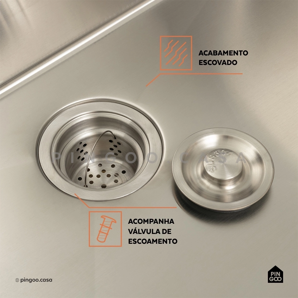 Kit Tanque Aço Inox 304 e Tábua de Apoio Pacajás Prata