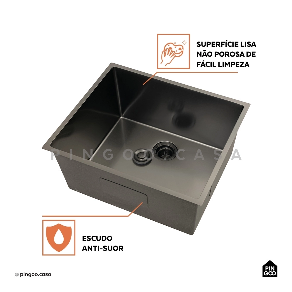 Kit Tanque Aço Inox 304 e Tábua de Apoio Pacajás Preto