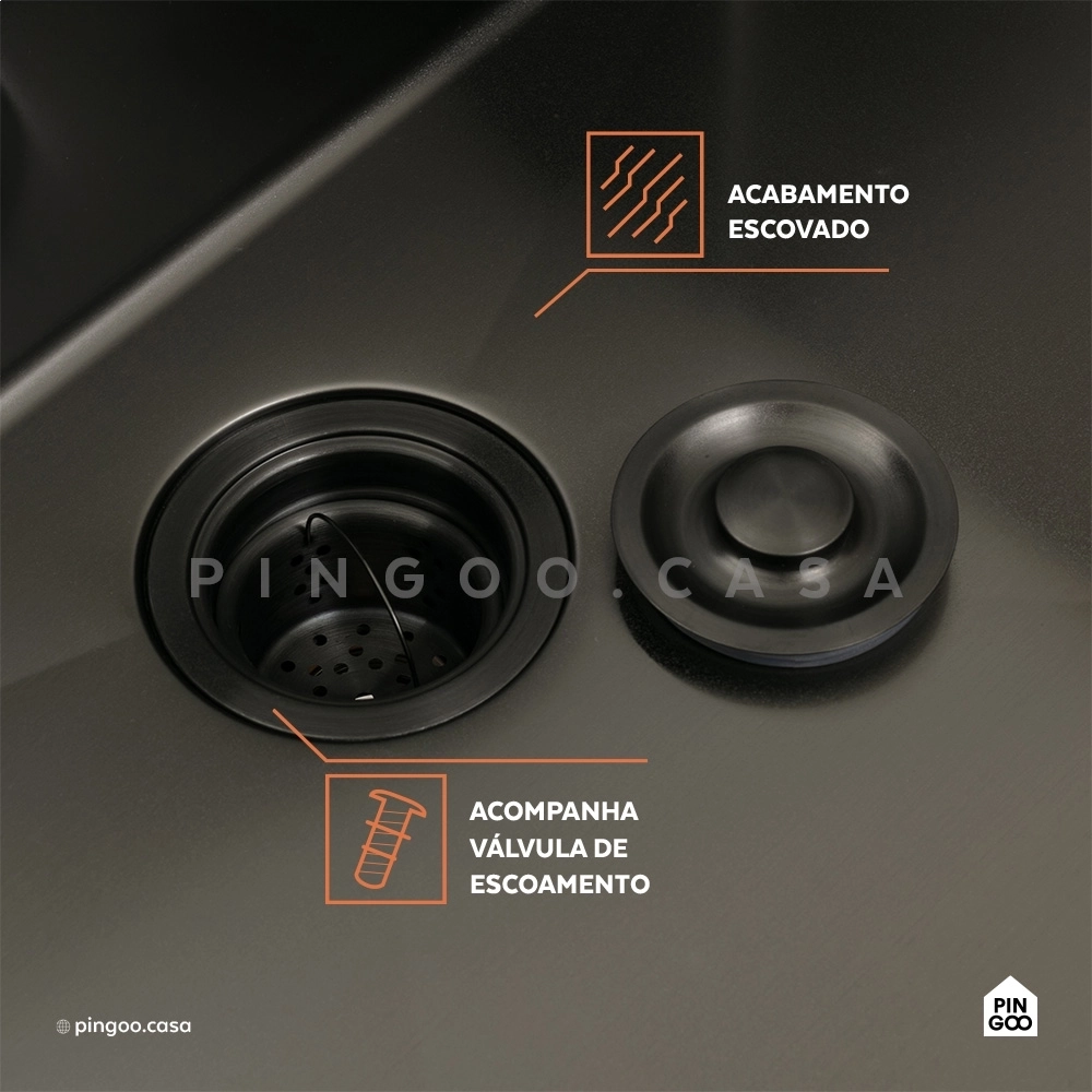 Kit Tanque Aço Inox 304 e Tábua de Apoio Pacajás Preto