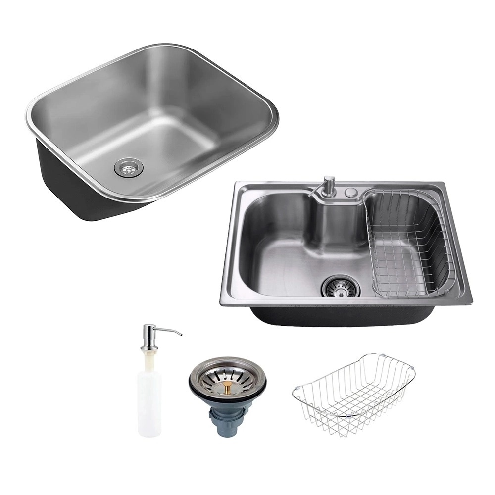 Kit Tanque Aço Inox Atikum e Kit Cuba Para Cozinha Carajás Prata