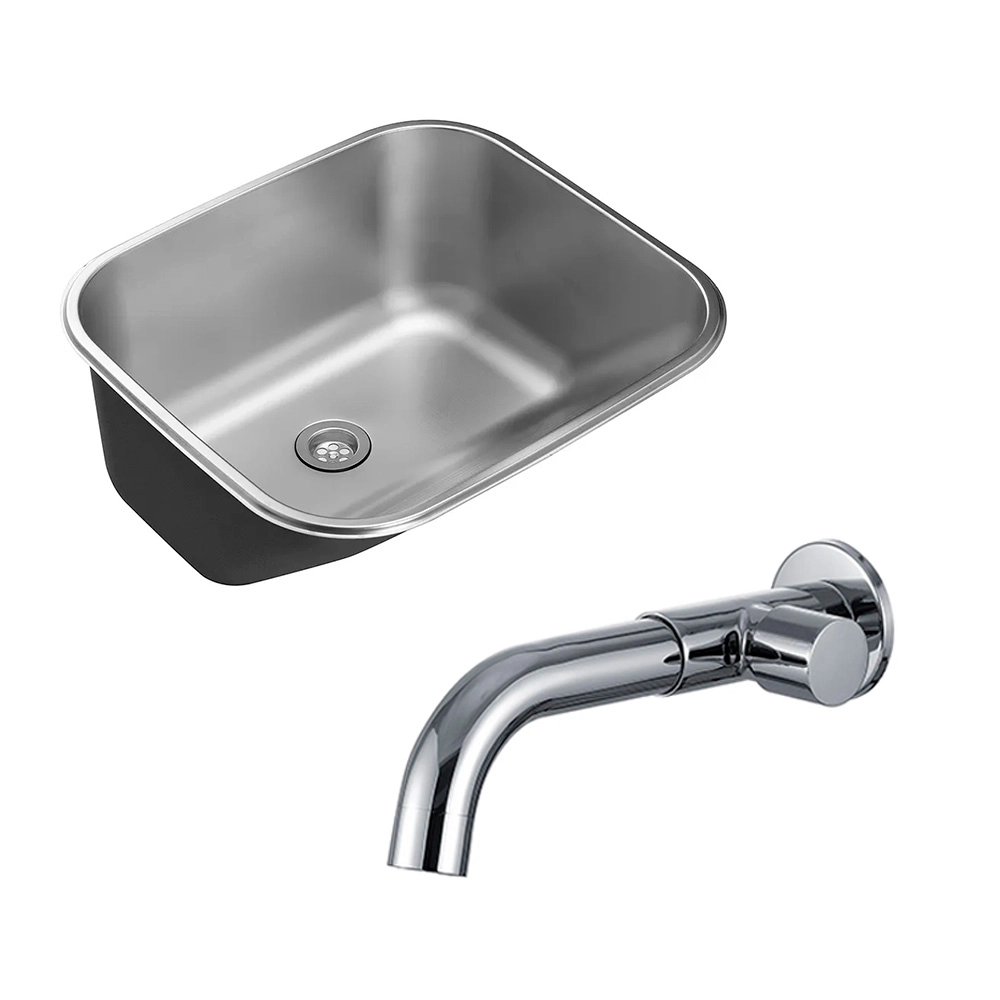 Kit Tanque Aço Inox Atikum e Torneira Capivari Prata