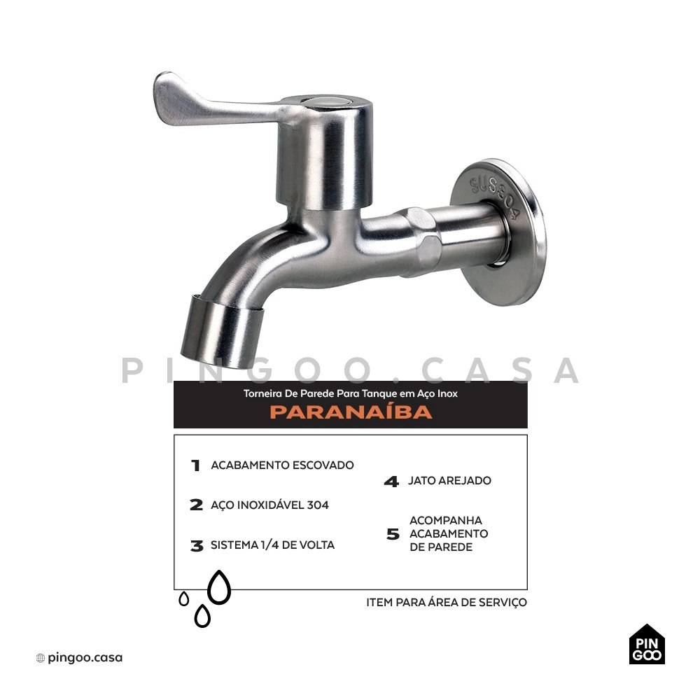 Kit Tanque Aço Inox Atikum e Torneira Paranaíba Prata