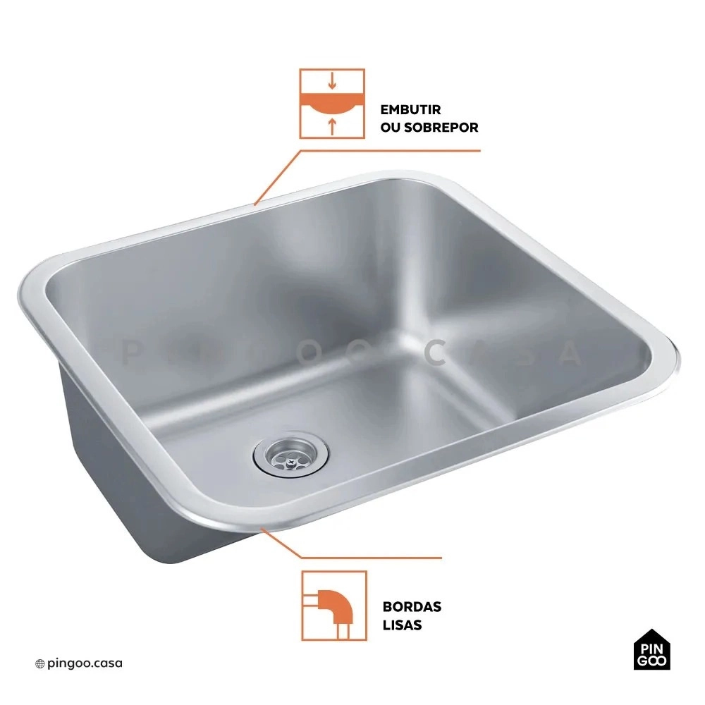 Kit Tanque Aço Inox e Kit Cuba Para Cozinha Carajás Prata
