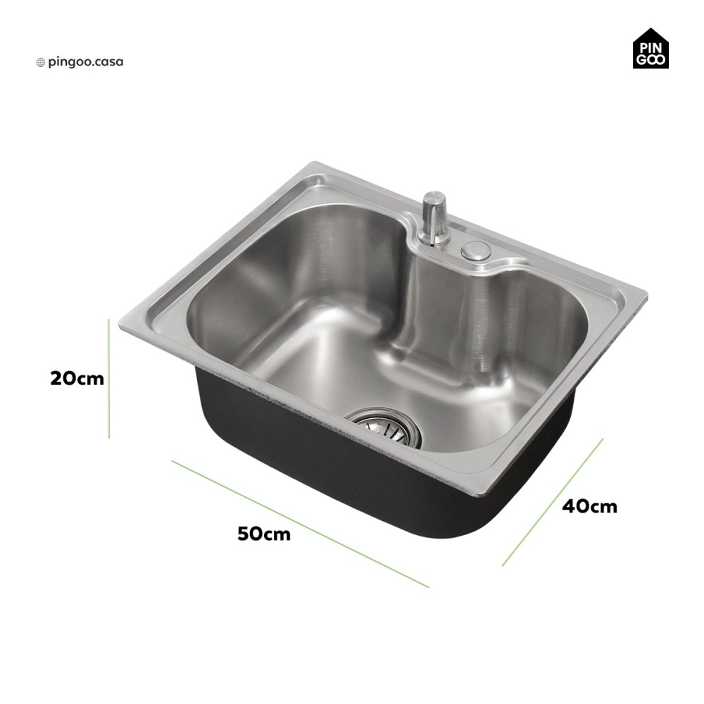 Kit Tanque Aço Inox e Kit Cuba Para Cozinha Nawa Prata
