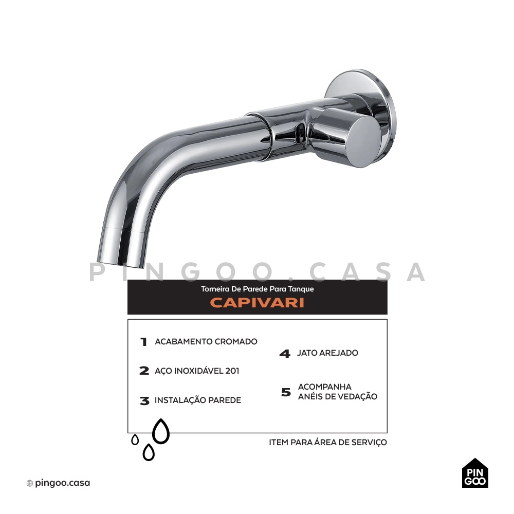 Kit Tanque Aço Inox e Torneira Capivari Prata