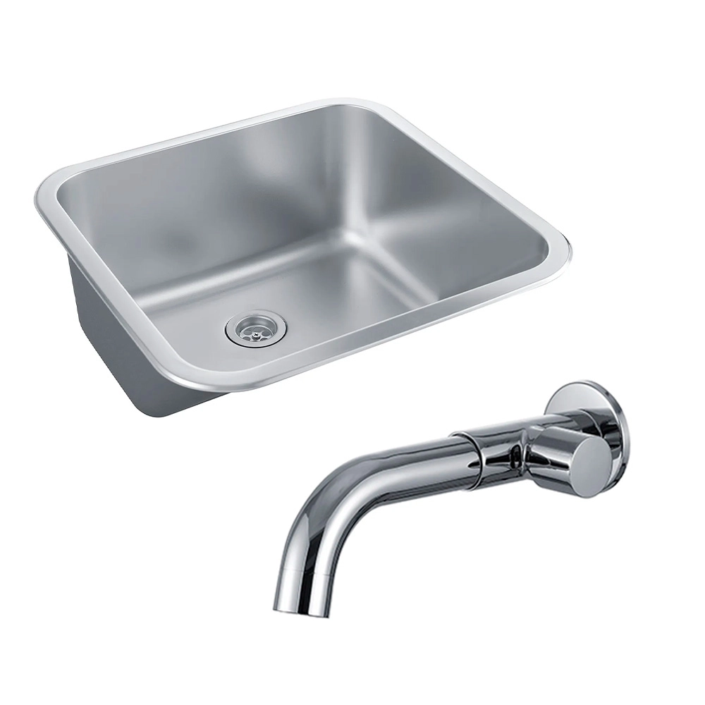 Kit Tanque Aço Inox e Torneira Capivari Prata