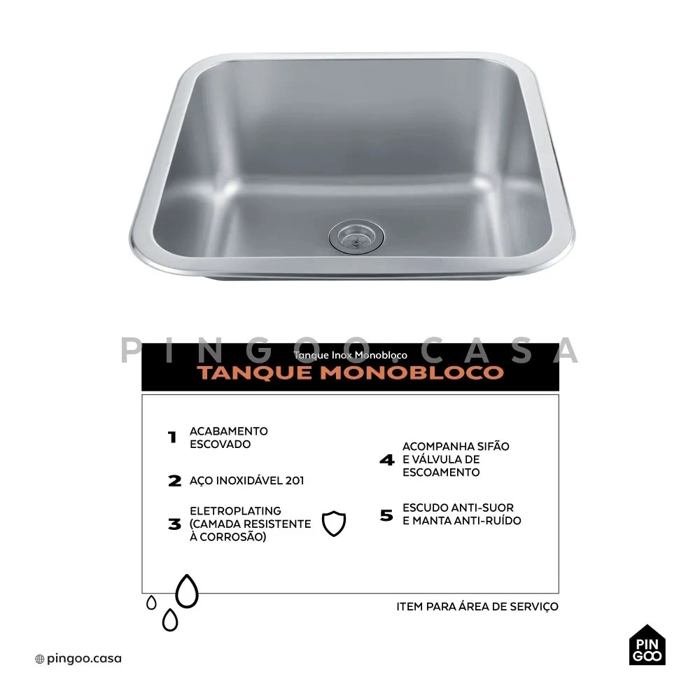 Kit Tanque Aço Inox e Torneira Capivari Prata