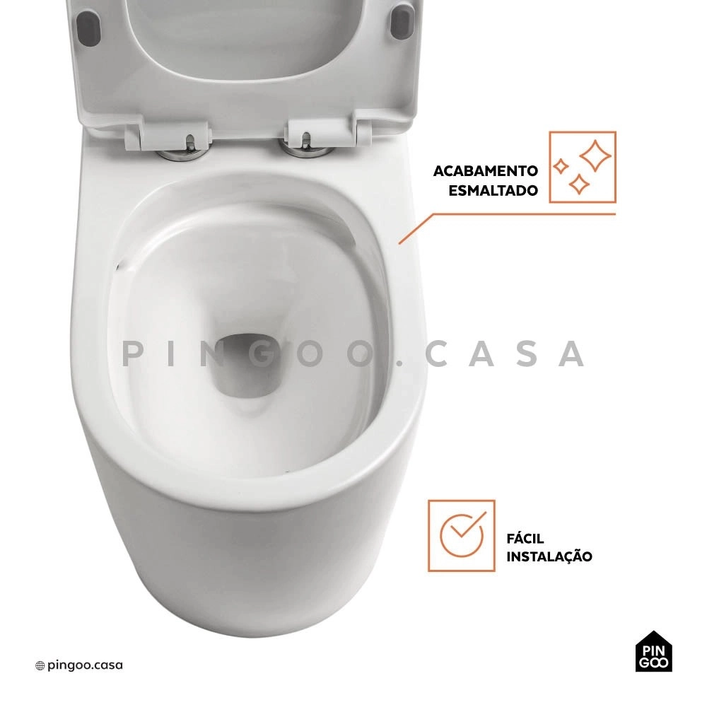 Kit Vaso Sanitário Monobloco Amazonita e Ducha Higiênica para Banheiro Apa - Branco e Prata