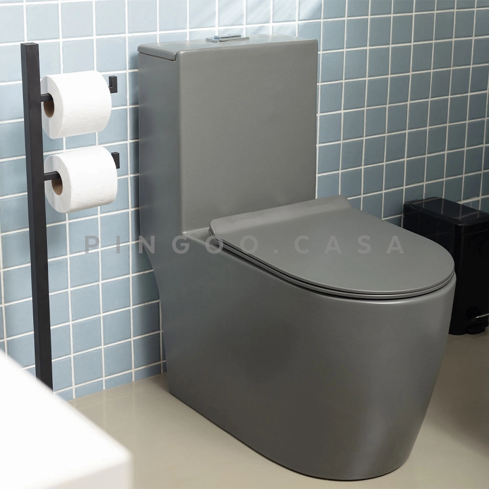 Kit Vaso Sanitário Monobloco Amazonita e Ducha Higiênica para Banheiro Apa - Cinza e Preto