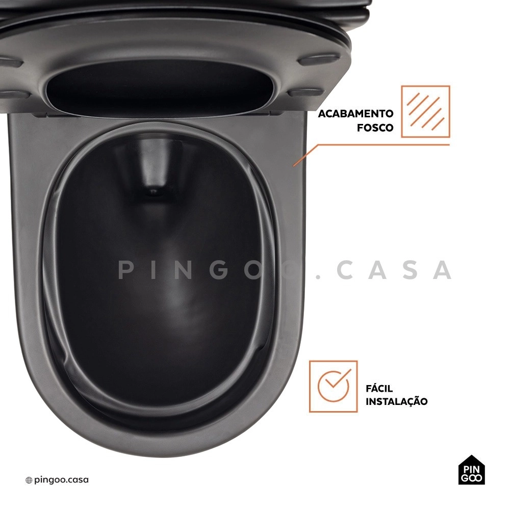 Kit Vaso Sanitário Monobloco Amazonita e Ducha Higiênica para Banheiro Apa - Prata e Preto
