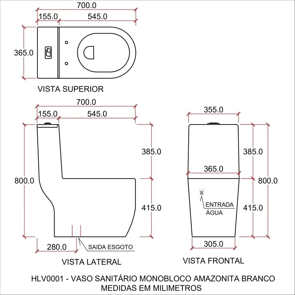Kit Vaso Sanitário Monobloco Amazonita e Ducha Higiênica para Banheiro Apa - Preto