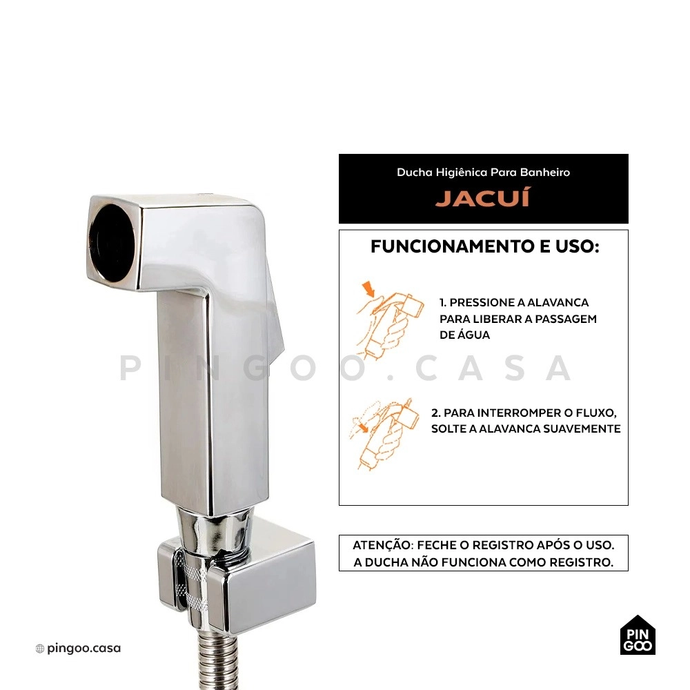 Kit Vaso Sanitário Monobloco Amazonita e Ducha Higiênica para Banheiro Jacuí - Branco e Prata