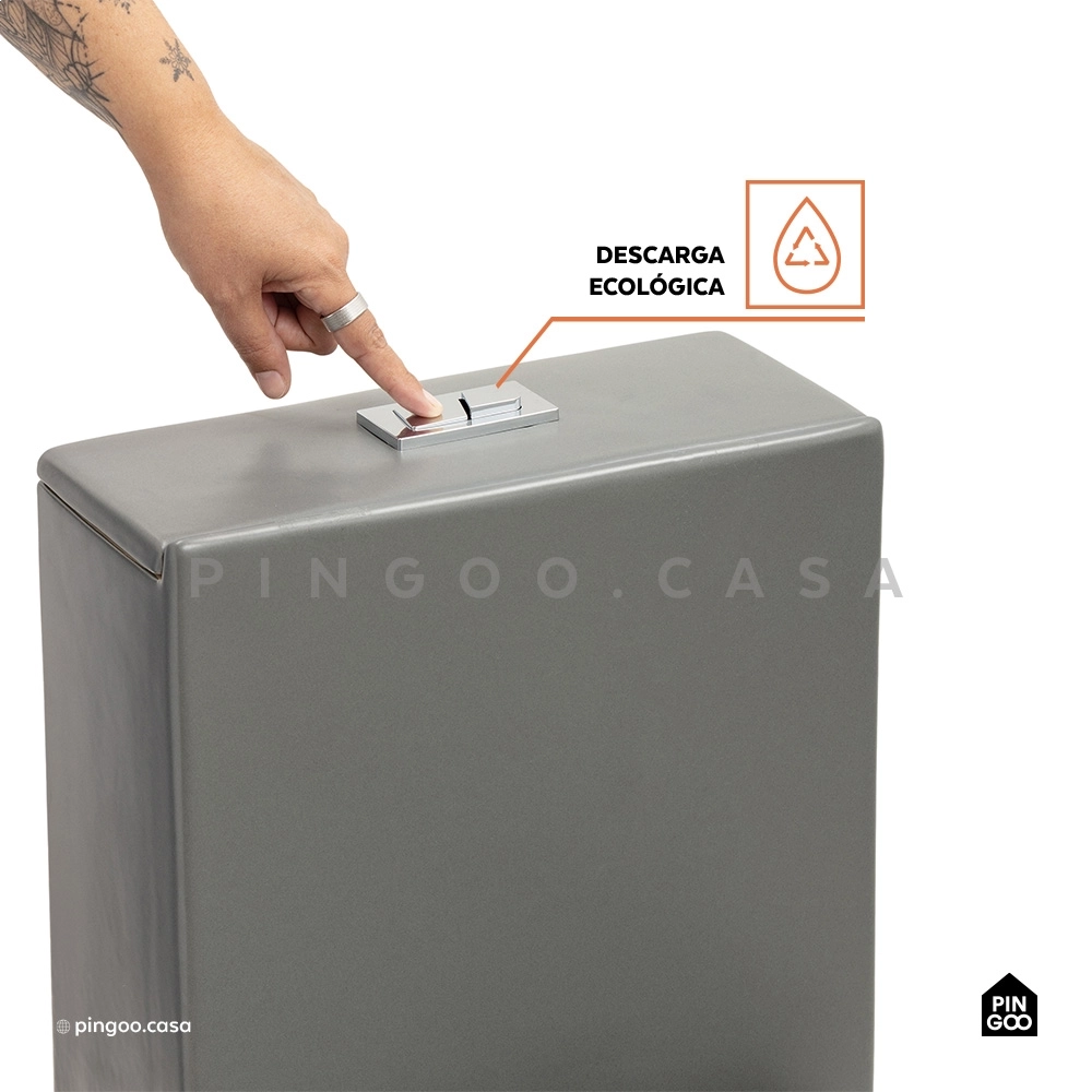 Kit Vaso Sanitário Monobloco Amazonita e Ducha Higiênica para Banheiro Jacuí - Cinza e Prata