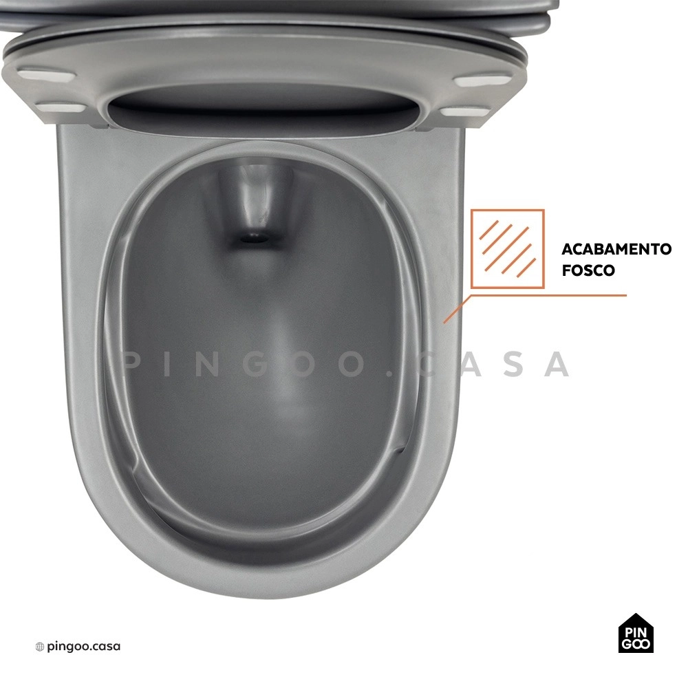 Kit Vaso Sanitário Monobloco Amazonita e Ducha Higiênica para Banheiro Jacuí - Cinza e Preto