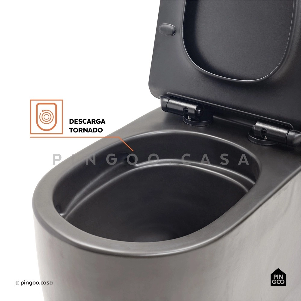 Kit Vaso Sanitário Monobloco Amazonita e Ducha Higiênica para Banheiro Jacuí - Preto e Preto