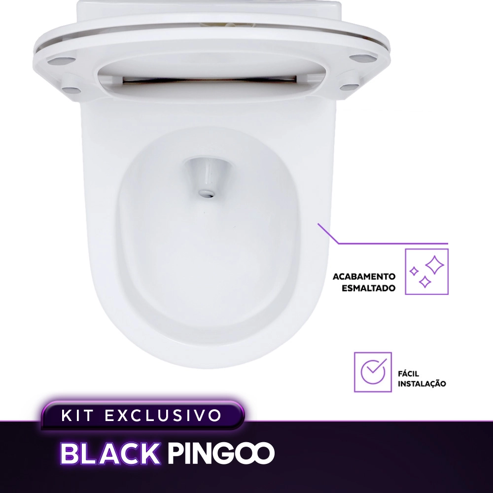 Kit Vaso Sanitário Convencional Tanzanita Branco e Ducha Manual Apa Pingoo.casa - Branco e Prata Kit Vaso Sanitário Convencional Tanzanita Branco e Ducha Manual Apa Pingoo.casa - Branco e Prata