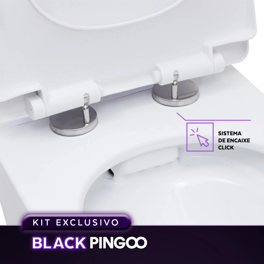 Kit Vaso Sanitário Convencional Tanzanita Branco e Ducha Manual Apa Pingoo.casa - Branco e Preto