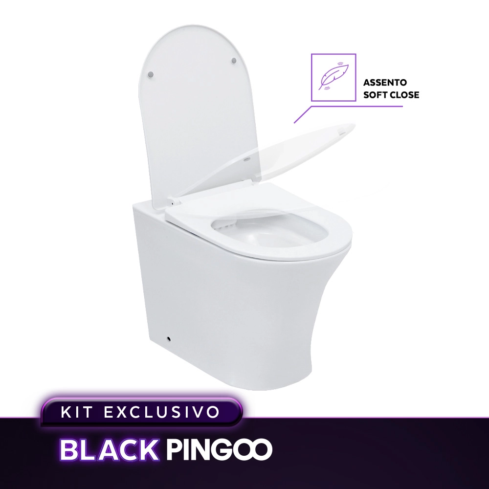 Kit Vaso Sanitário Convencional Tanzanita Branco e Ducha Manual Jacuí Pingoo.casa - Branco e Prata