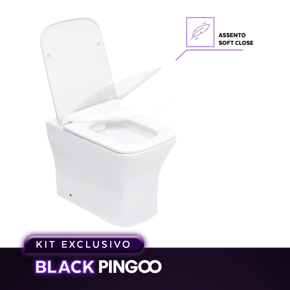 Kit Vaso Sanitário Convencional Turmalina Branco e Ducha Manual Apa Pingoo.casa - Branco e Preto