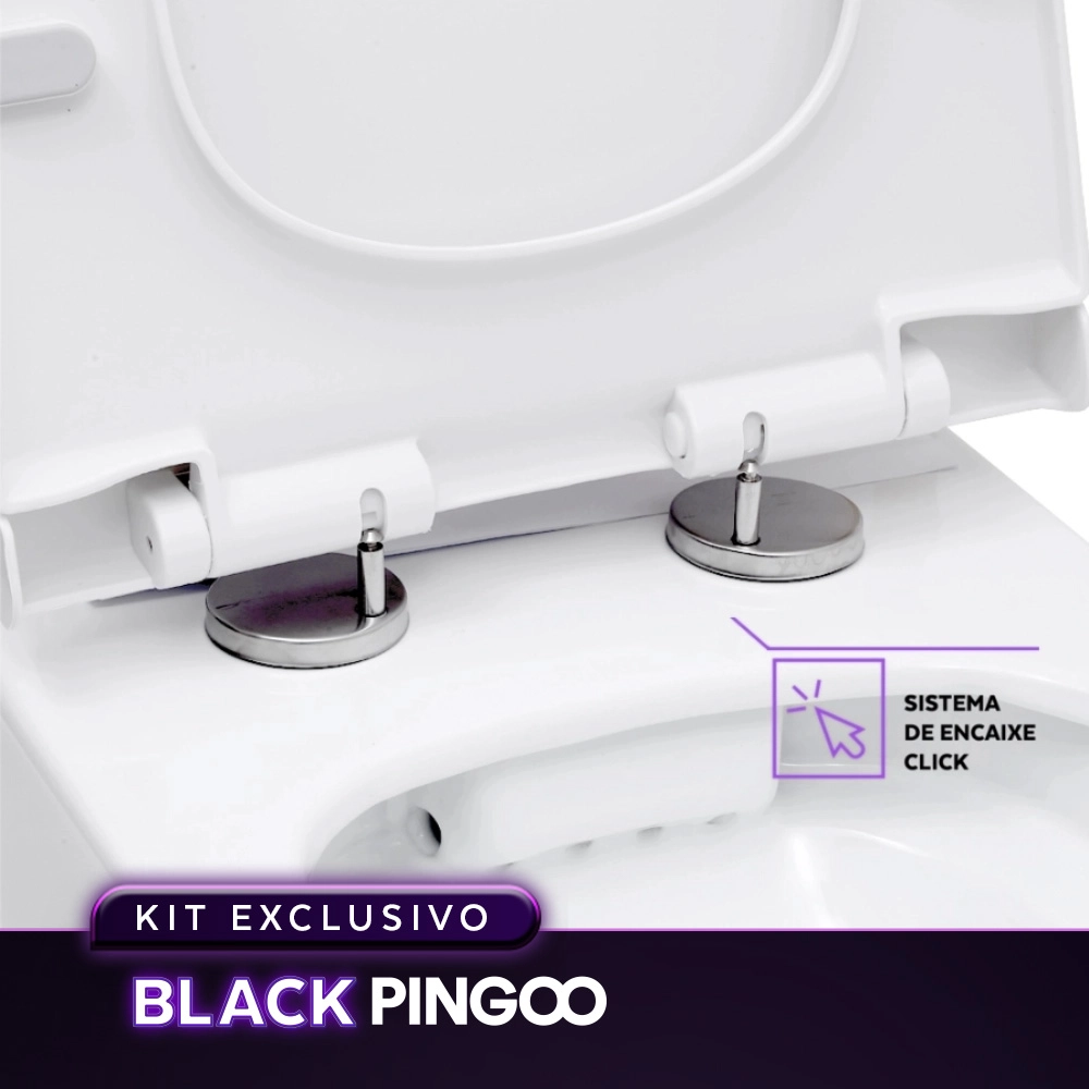 Kit Vaso Sanitário Convencional Turmalina Branco e Ducha Manual Jacuí Pingoo.casa - Branco e Prata