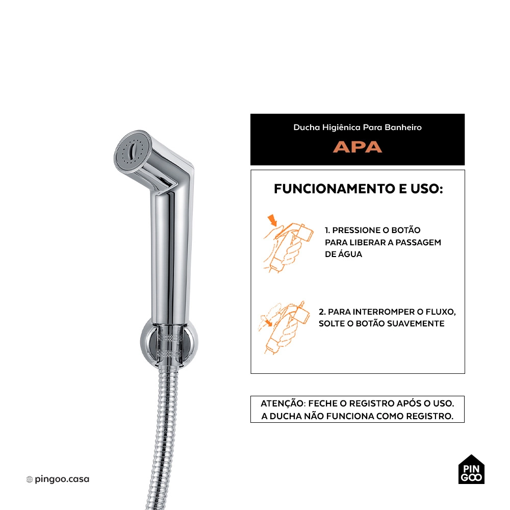 Kit Vaso Sanitário Monobloco Caixa Acoplada Barita e Ducha Manual Apa Pingoo.casa - Branco e Prata Kit Vaso Sanitário Monobloco Caixa Acoplada Barita e Ducha Manual Apa Pingoo.casa - Branco e Prata