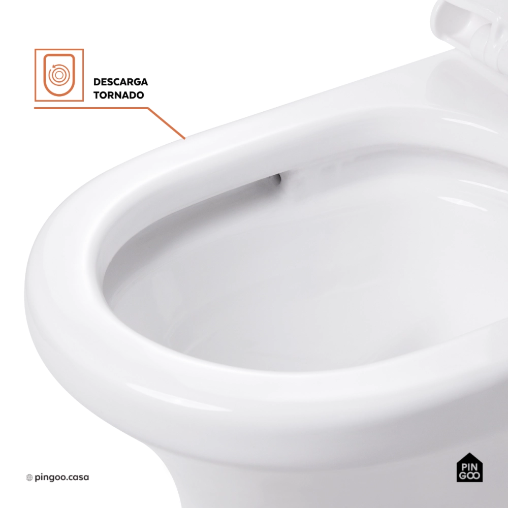 Kit Vaso Sanitário Monobloco Caixa Acoplada Barita e Ducha Manual Jacuí Pingoo.casa - Branco e Prata