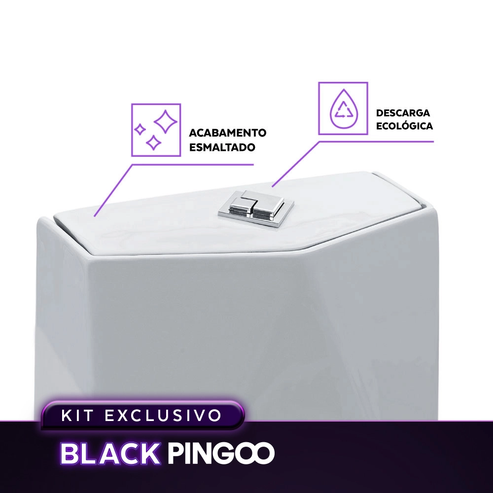 Kit Vaso Sanitário Monobloco Opala e Ducha Manual Apa Pingoo.casa - Branco e Preto