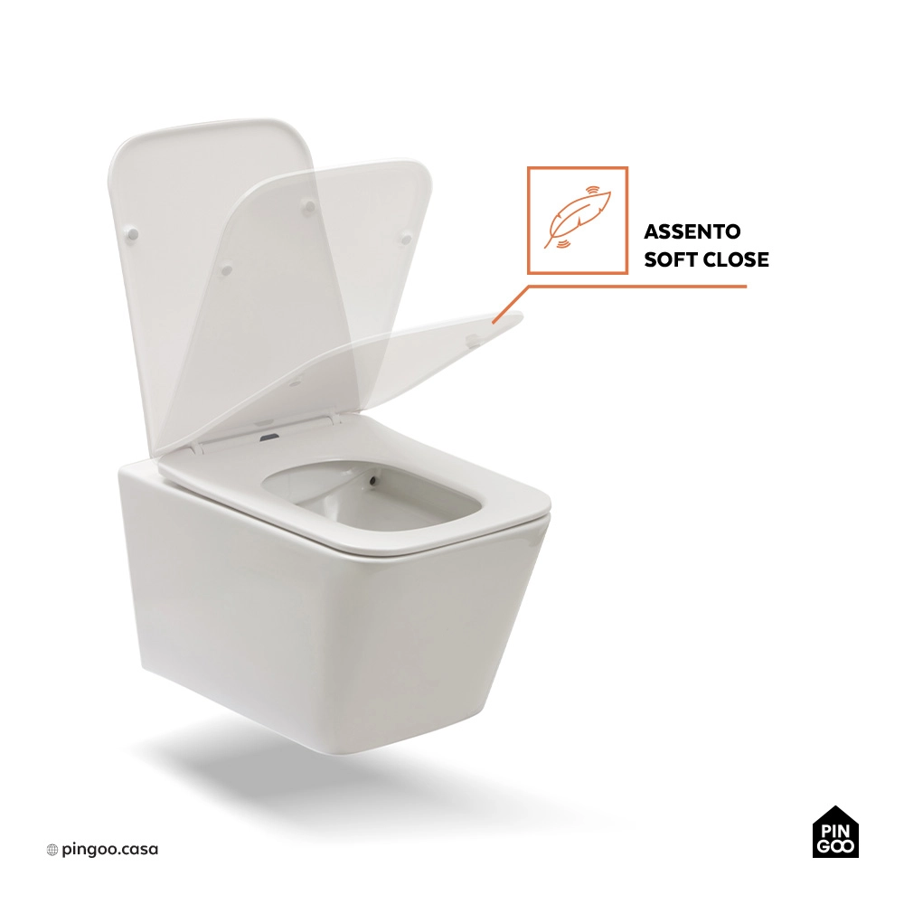 Kit Vaso Sanitário Suspenso Saída Horizontal Esmeralda e Ducha Manual Apa Pingoo.casa - Branco e Prata