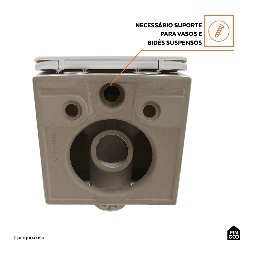 Kit Vaso Sanitário Suspenso Saída Horizontal Esmeralda e Ducha Manual Apa Pingoo.casa - Branco e Prata