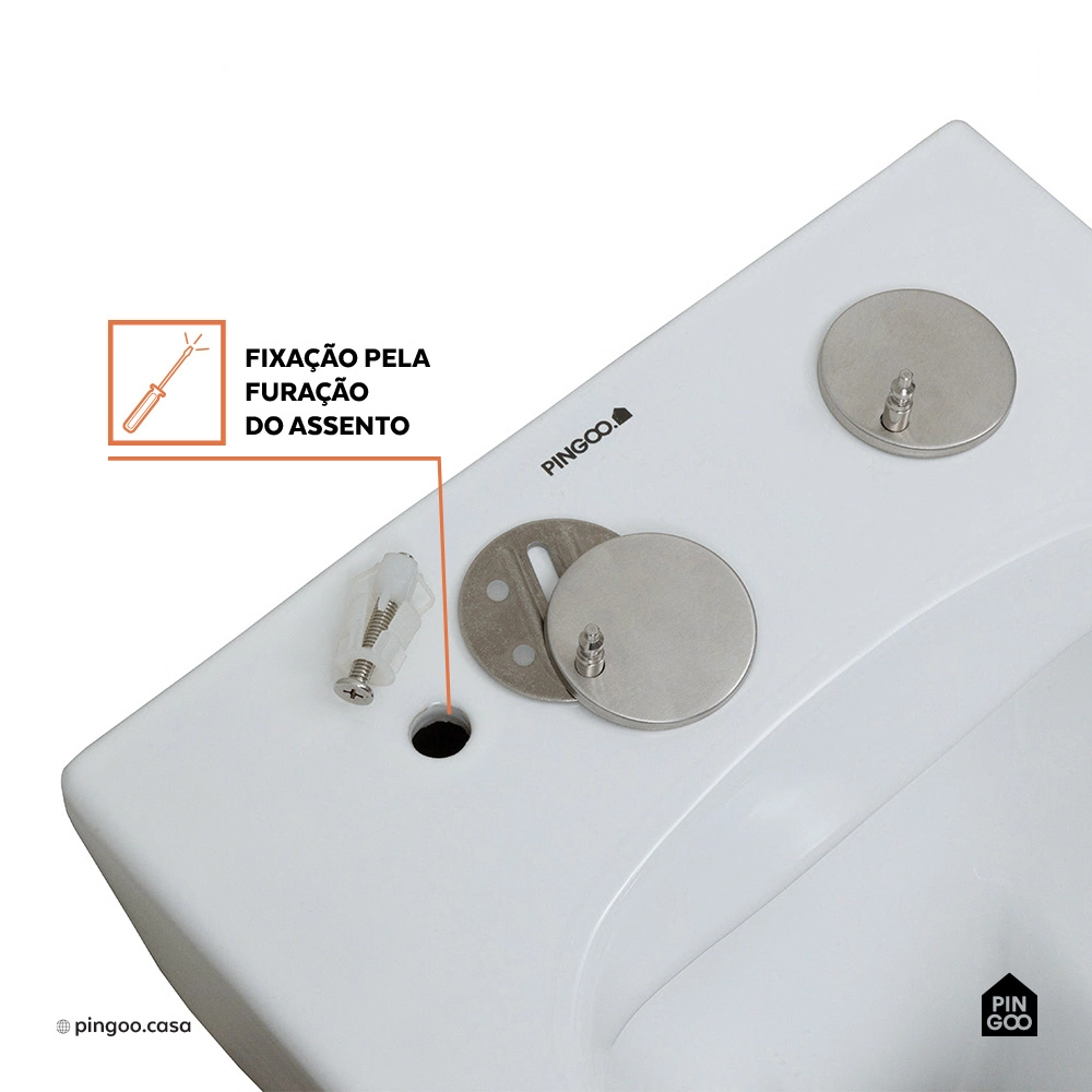 Kit Vaso Sanitário Suspenso Saída Horizontal Esmeralda e Ducha Manual Apa Pingoo.casa - Branco e Prata