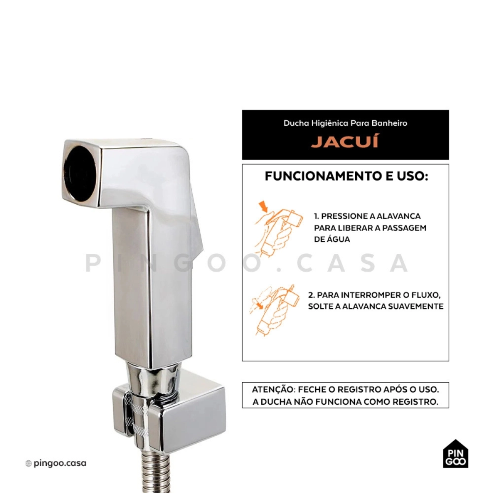 Kit Vaso Sanitário Suspenso Saída Horizontal Esmeralda e Ducha Manual Jacuí Pingoo.casa - Branco e Prata Kit Vaso Sanitário Suspenso Saída Horizontal Esmeralda e Ducha Manual Jacuí Pingoo.casa - Branco e Prata