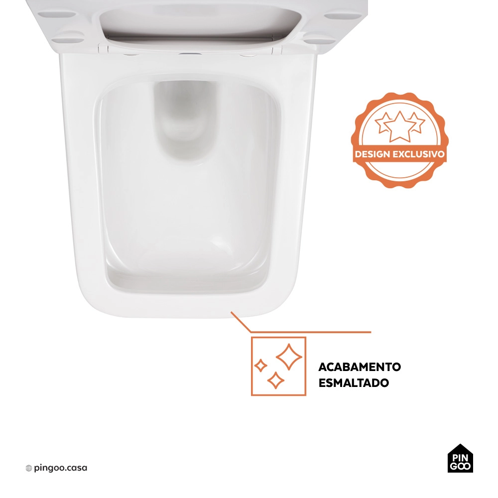 Kit Vaso Sanitário Suspenso Saída Horizontal Esmeralda e Ducha Manual Jacuí Pingoo.casa - Branco e Prata Kit Vaso Sanitário Suspenso Saída Horizontal Esmeralda e Ducha Manual Jacuí Pingoo.casa - Branco e Prata